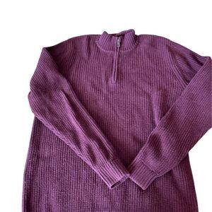 Duluth Trading Men's L Red Quarter‎ Zip Pullover Sweater Casual